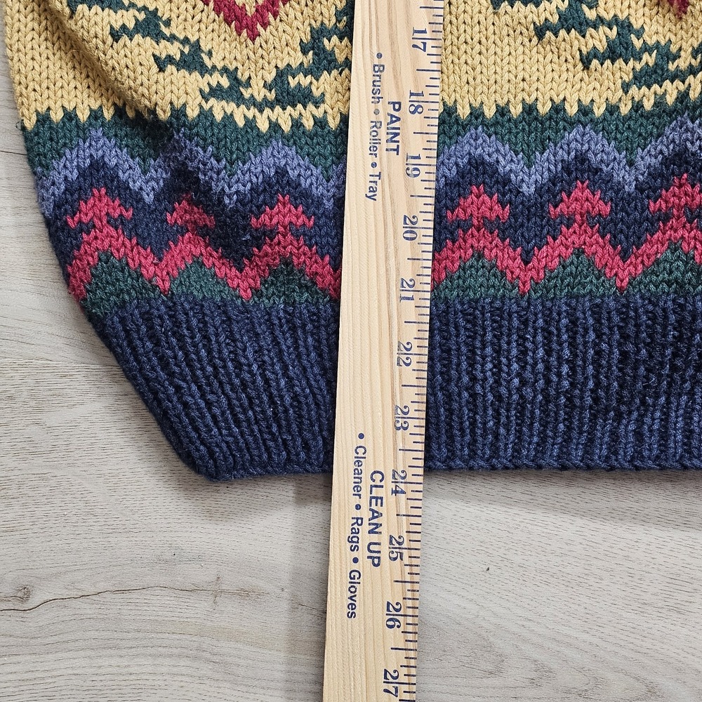 Vintage Structure Knit Sweater Multi Color Aztec Native Print Size Large L - Picture 8 of 9